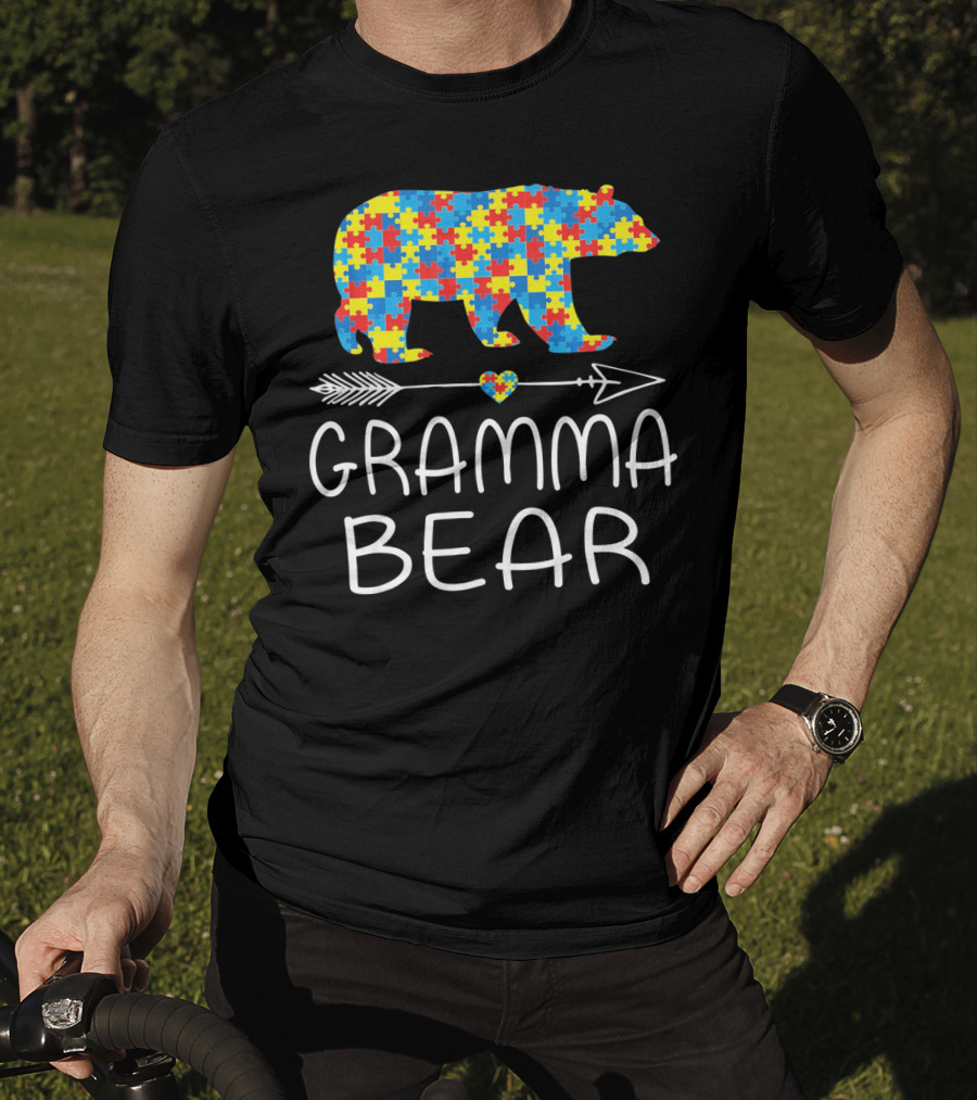 Gramma Bear Autism Awareness Puzzle Bear T-Shirt