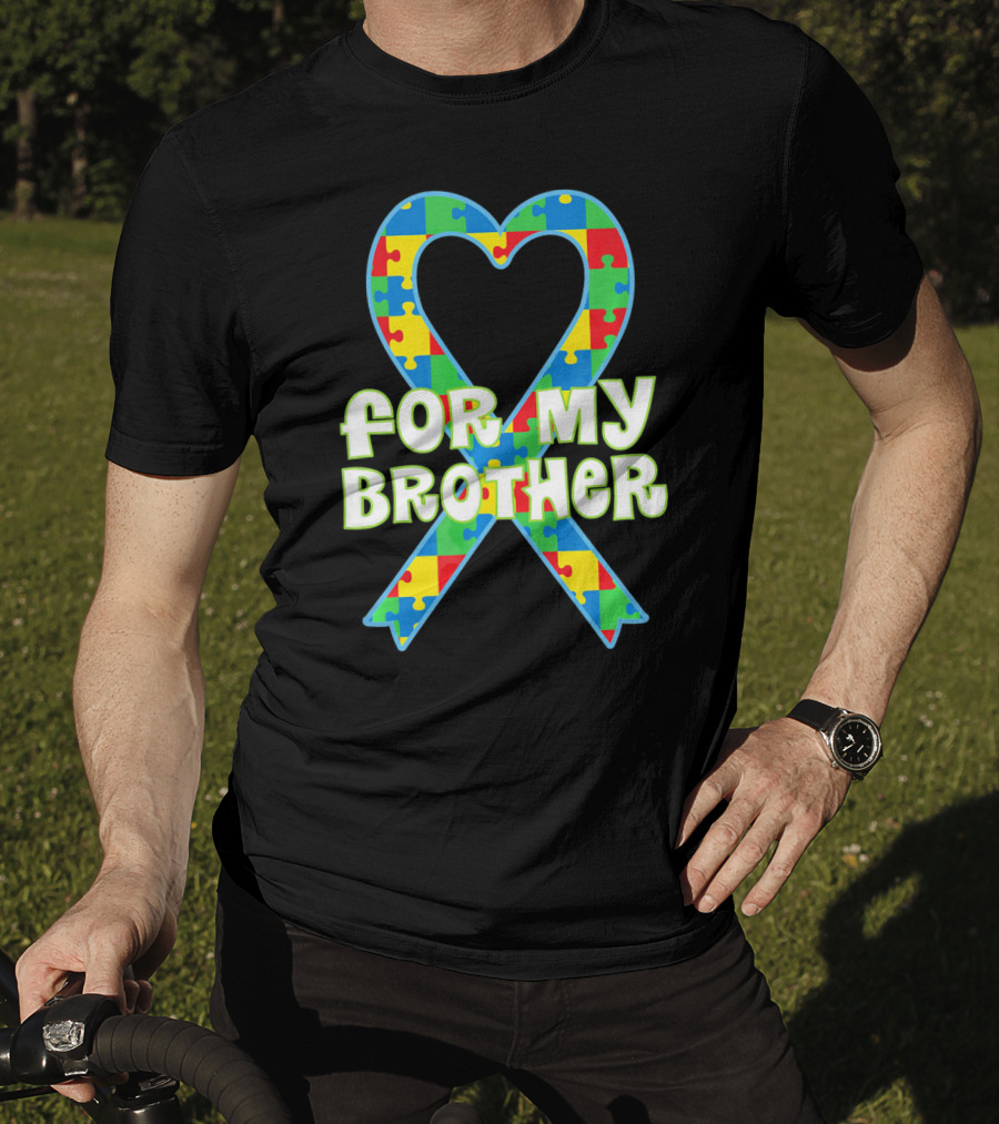 For My Brother Autism Awareness Puzzle T-Shirt