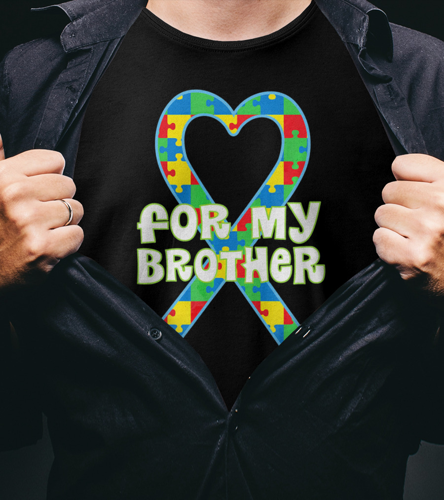 For My Brother Autism Awareness Puzzle T-Shirt