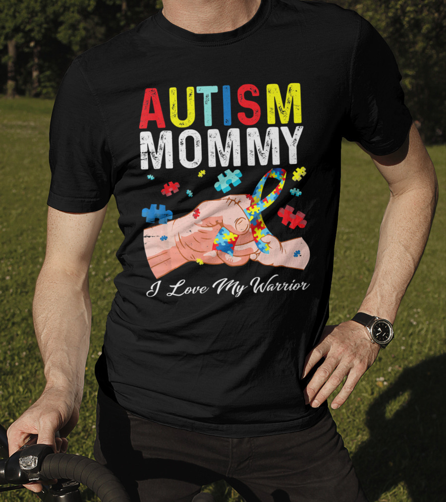 Autism Mommy I Love My Warrior Puzzle T-Shirt