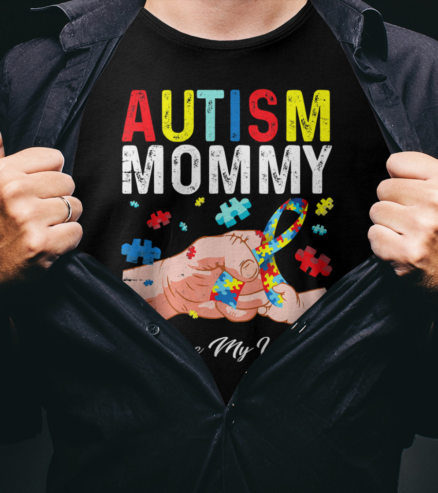 Autism Mommy I Love My Warrior Puzzle T-Shirt