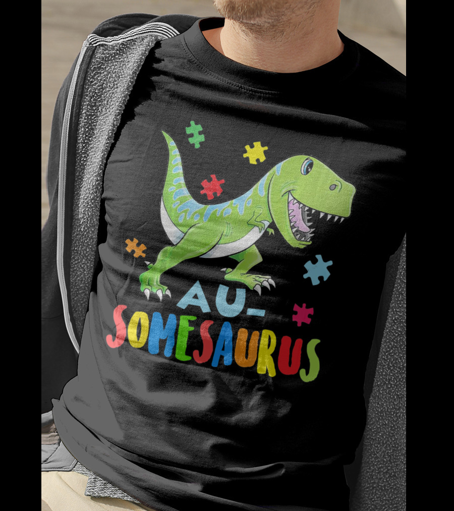 Ausomesaurus Dinosaur Autism Awareness T-Shirt