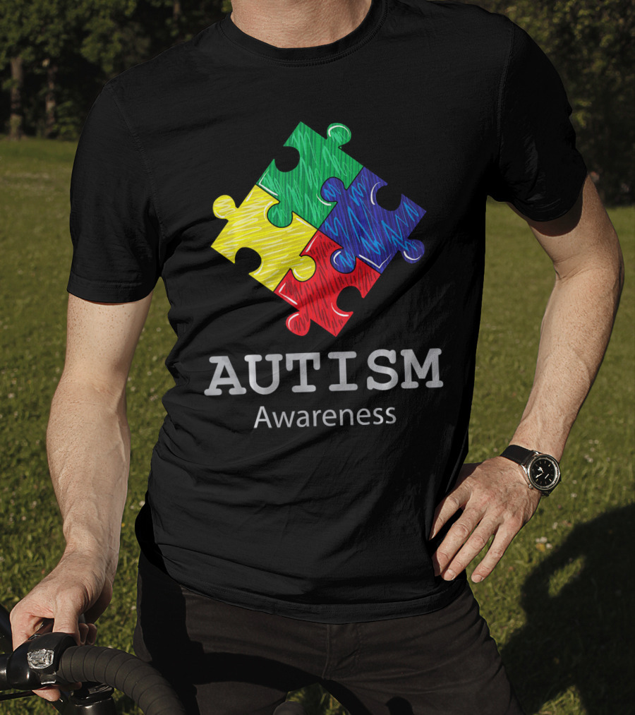 Autism Awareness Colorful Hand Drawn Puzzle Piece T-Shirt