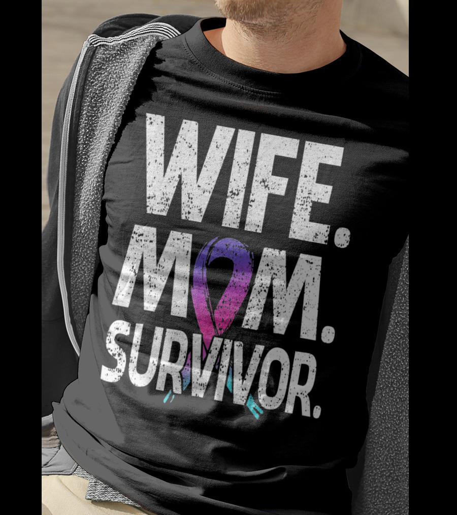 Wife Mom Survivor Thyroid Cancer Awareness T-Shirt