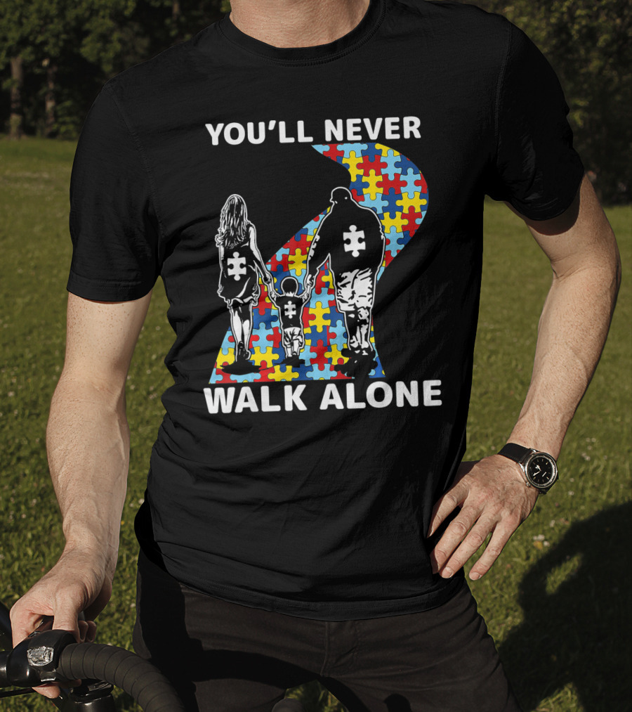 You'll Never Walk Alone Autism Awareness Family Puzzle Path T-Shirt
