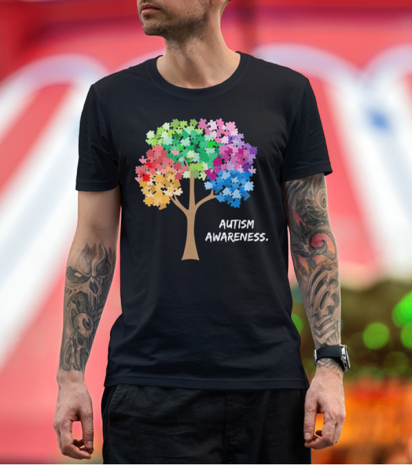 Premium T-Shirt: Autism Awareness Puzzles Tree Adults Rainbow T-Shirt Autism Awareness Puzzles Tree Adults Rainbow T-Shirt