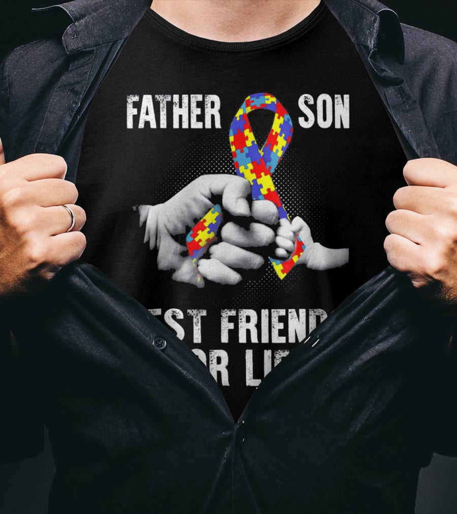 Father Son Best Friends For Life Autism Awareness T-Shirt