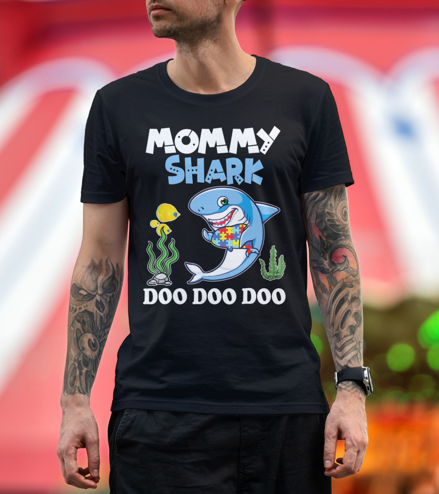 Mommy Shark Doo Doo Doo Puzzle Fish Sea Plants T-Shirt