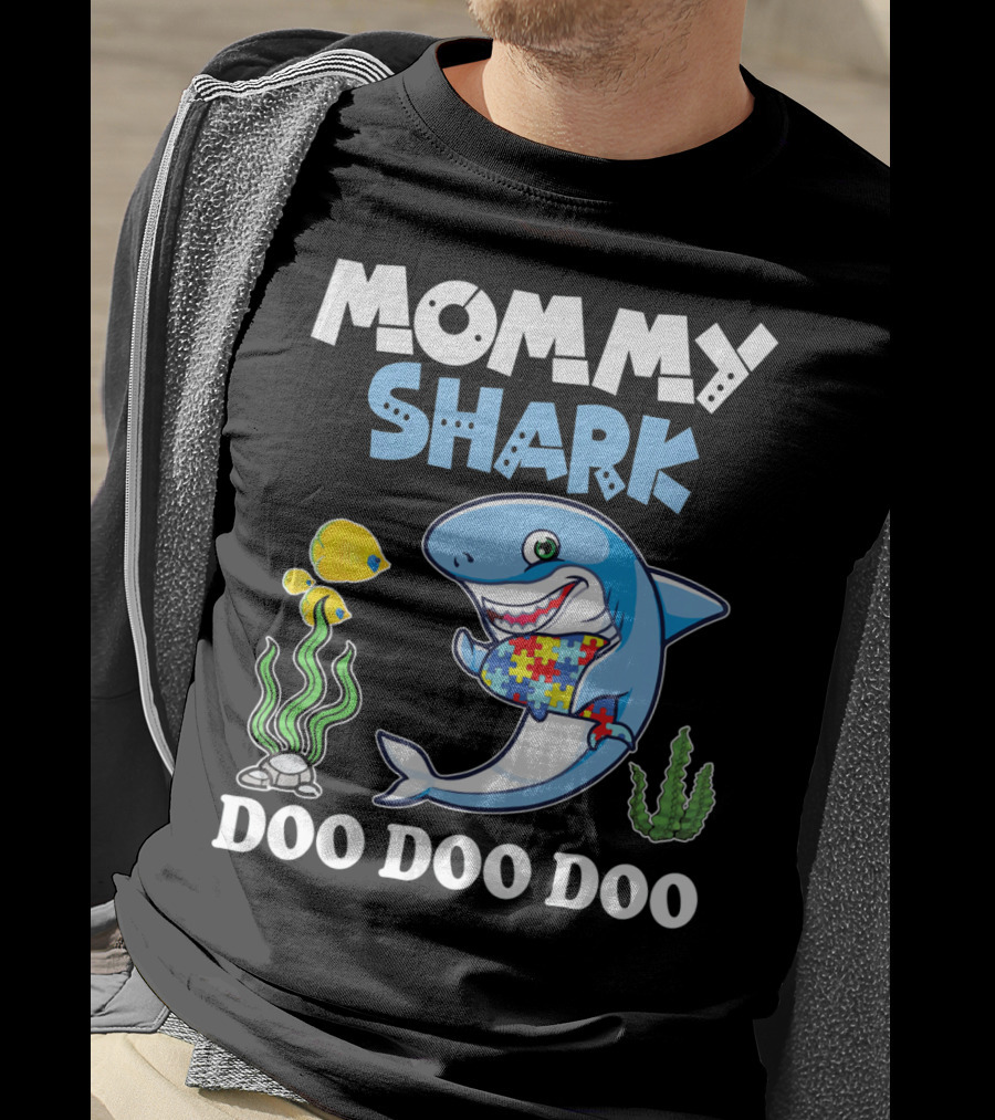 Mommy Shark Doo Doo Doo Puzzle Fish Sea Plants T-Shirt
