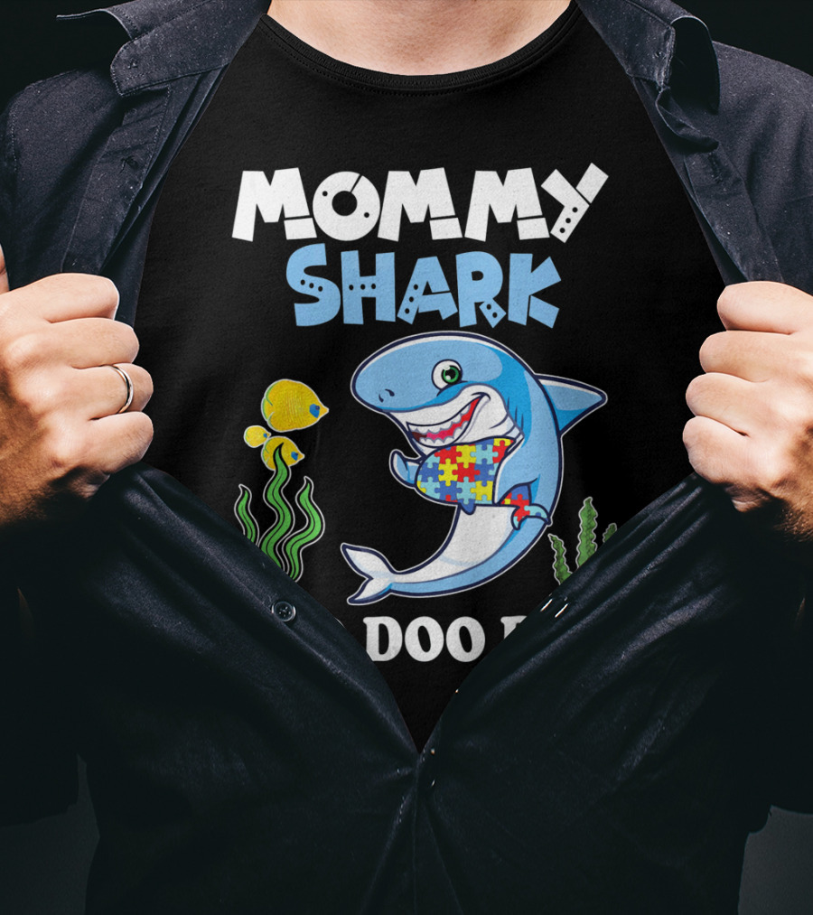 Mommy Shark Doo Doo Doo Puzzle Fish Sea Plants T-Shirt