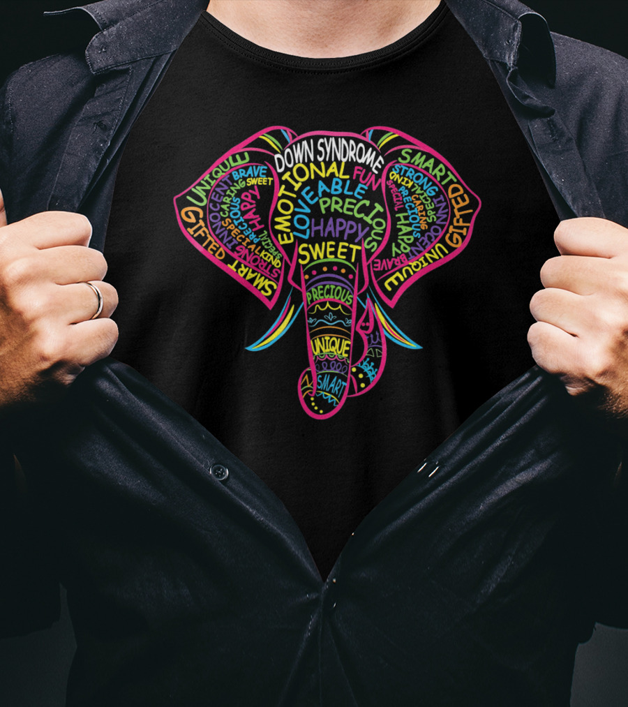 Down Syndrome Inspirational Words Elephant T-Shirt