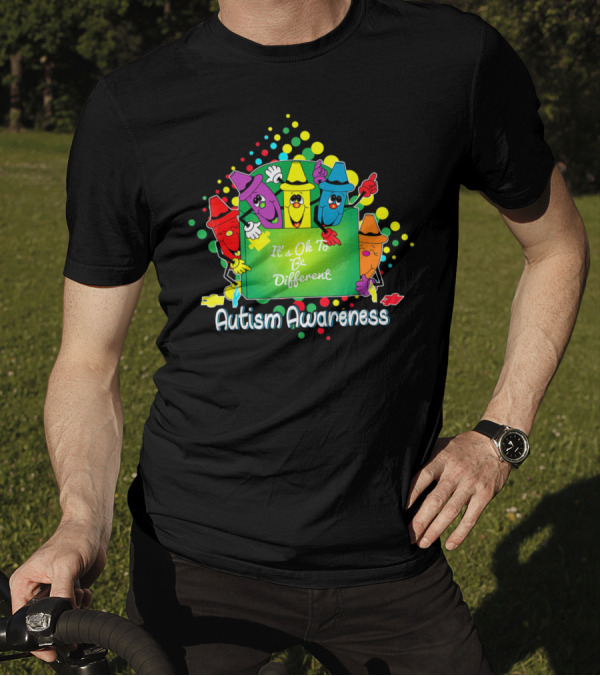 It's Ok To Be Different Autism Awareness Crayons T-Shirt