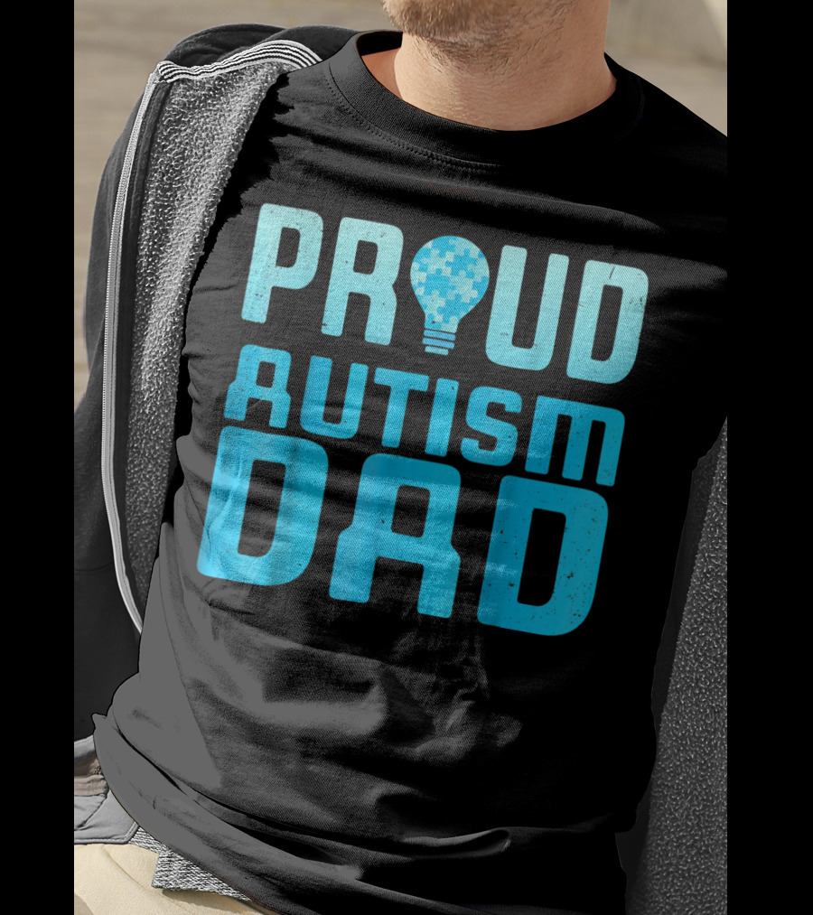 Proud Autism Dad Light Bulb Puzzle T-Shirt