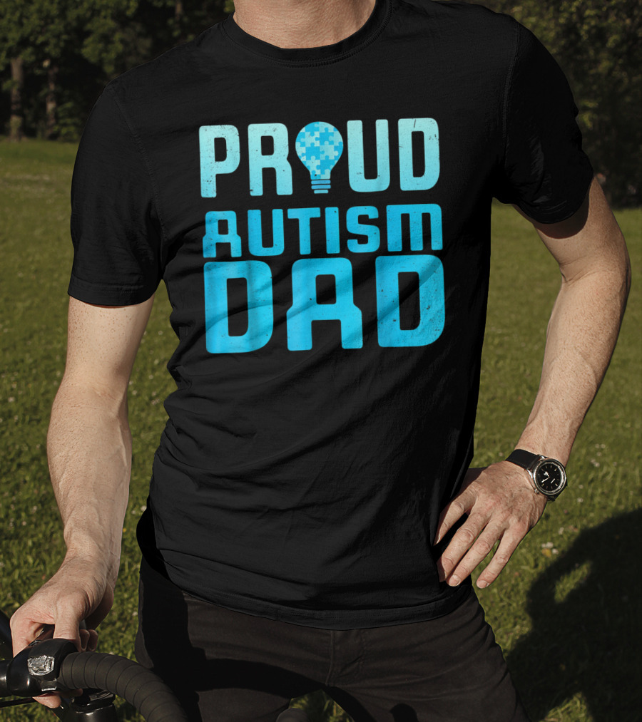 Proud Autism Dad Light Bulb Puzzle T-Shirt