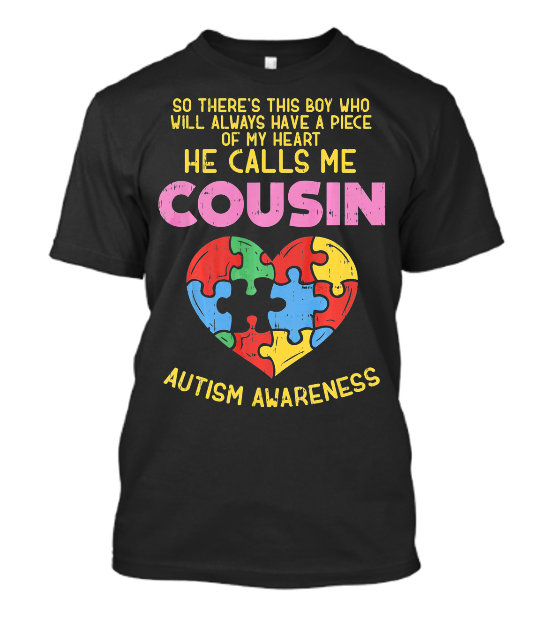 He Calls Me Cousin Autism Awareness Heart Puzzle T-Shirt