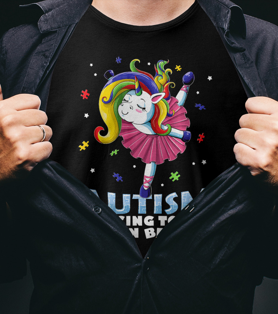 Autism Dancing To My Own Beat Unicorn With Puzzles T-Shirt