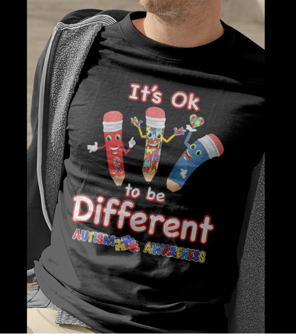 It's Ok To Be Different Autism Puzzle Piece Awareness T-Shirt