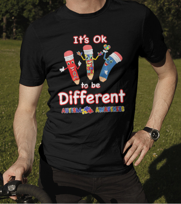 It's Ok To Be Different Autism Puzzle Piece Awareness T-Shirt