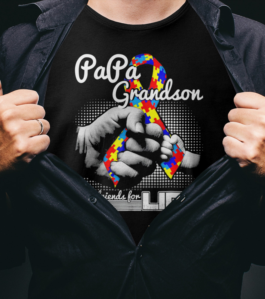 PaPa Grandson Best Friends For Life Autism Puzzle T-Shirt