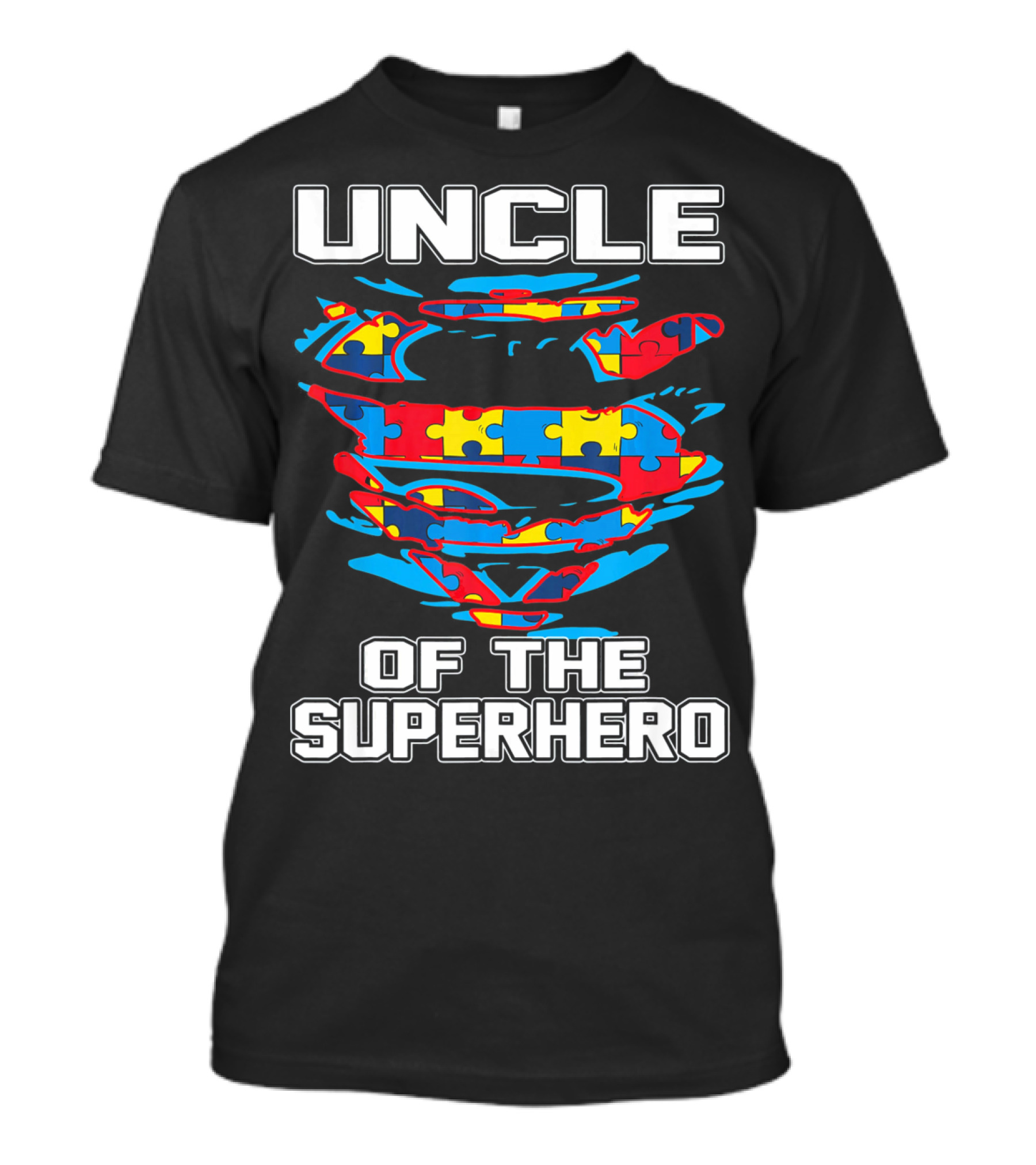 Uncle Autism Superhero Puzzle Logo Awareness T-Shirt