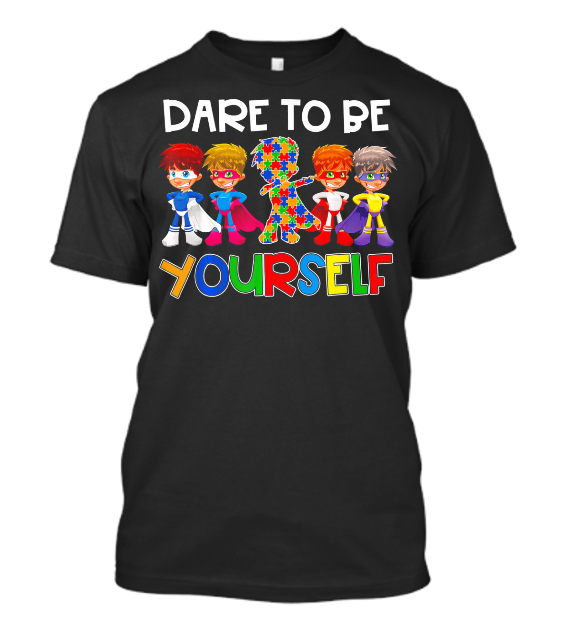 Dare To Be Yourself Autism Awareness Superhero Kids T-Shirt