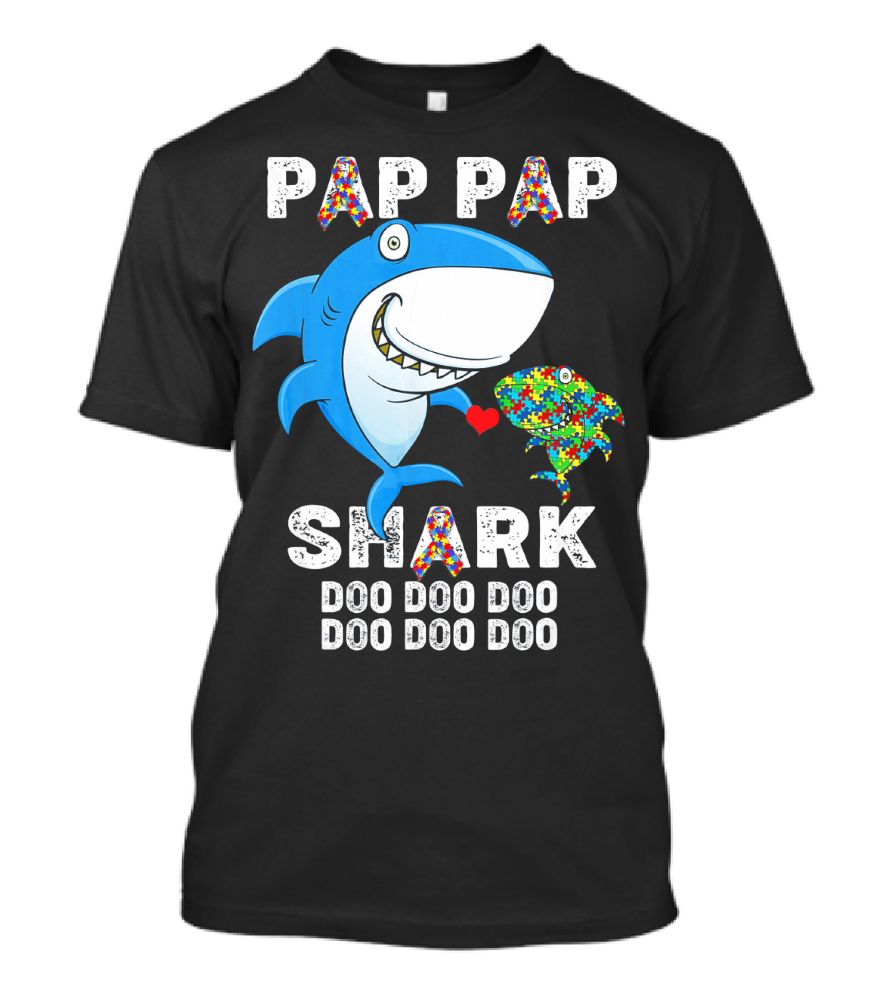 Pap Pap Shark Autism Awareness Doo Doo Doo T-Shirt