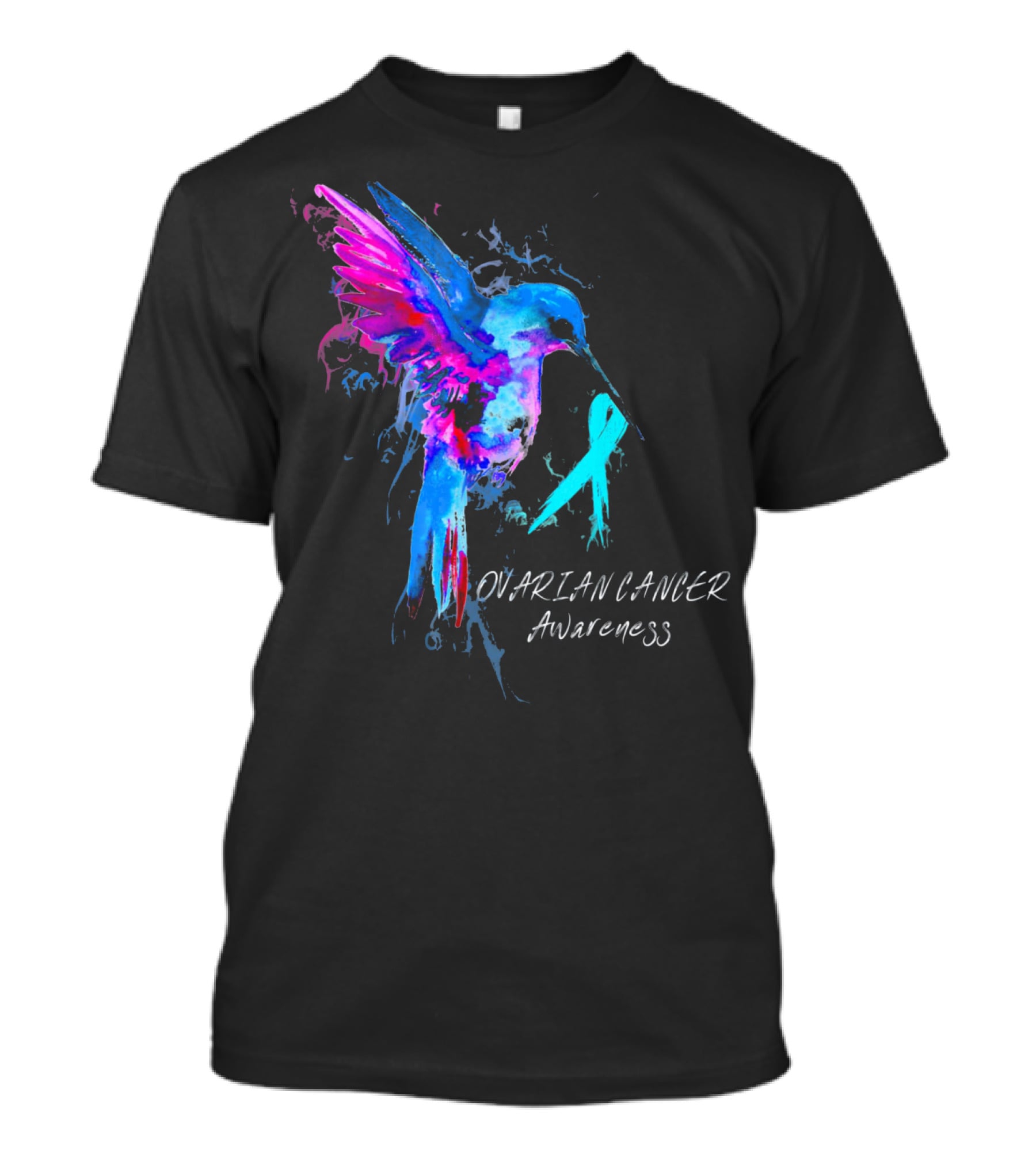 OVARIAN CANCER AWARENESS Bird Ribbon Hummingbird T-Shirt