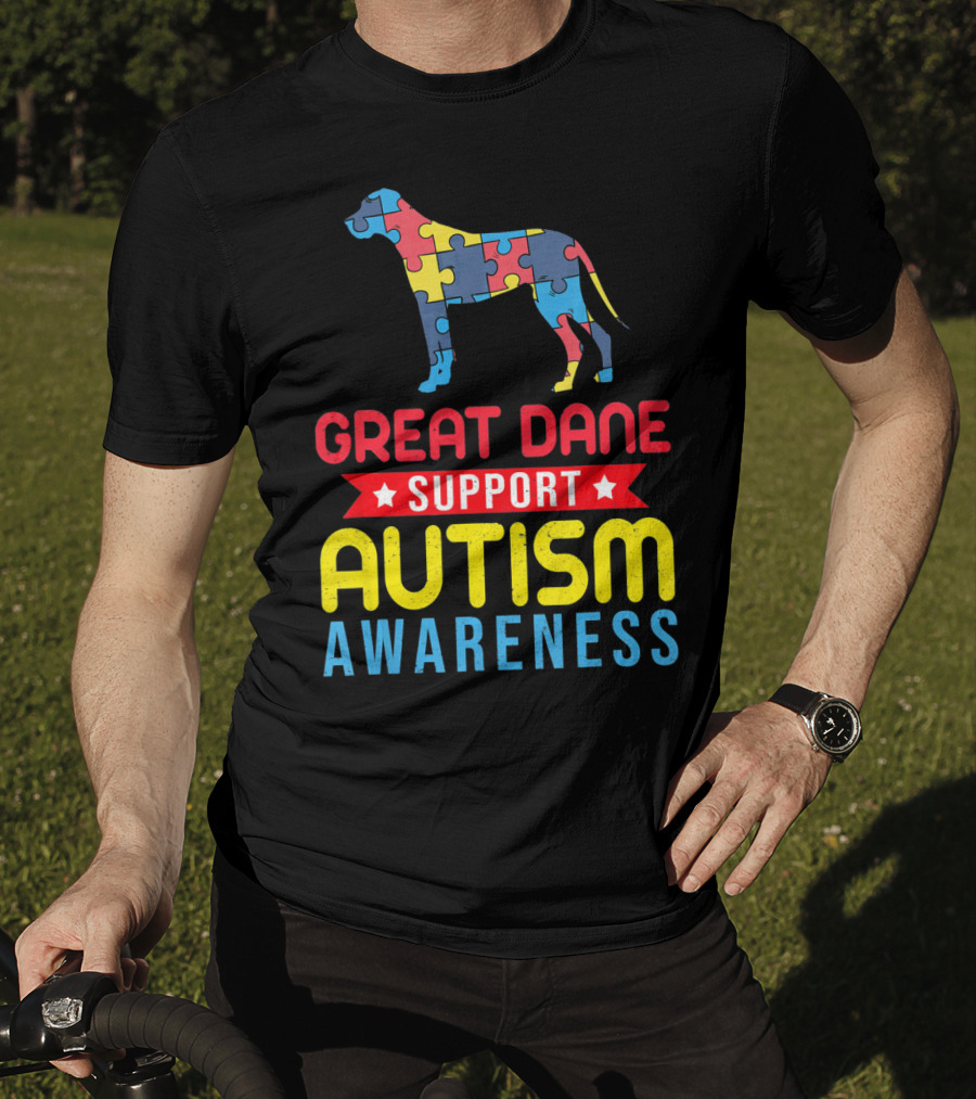 Great Dane Autism Awareness Support Puzzle T-Shirt