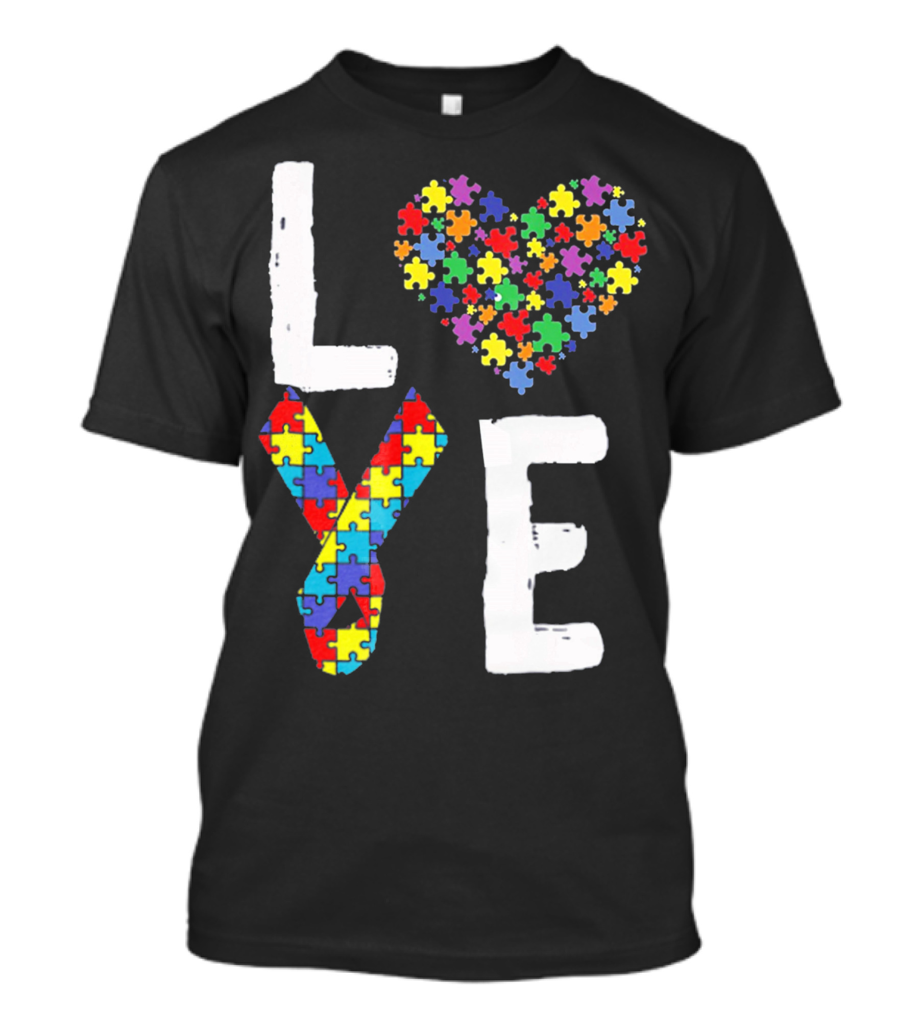 Love Autism Awareness DadK Heart Puzzle T-Shirt