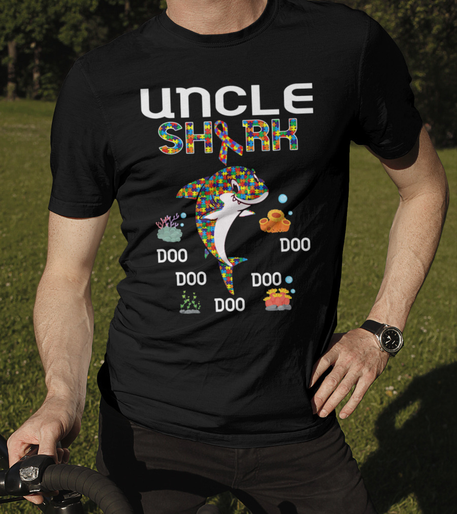UNCLE SHARK Autism Awareness Doo Doo Doo Doo T-Shirt