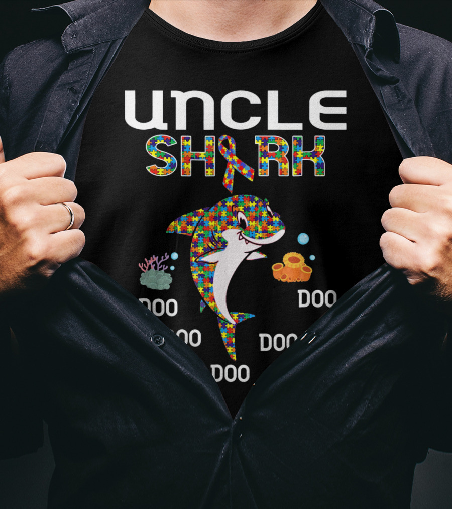 UNCLE SHARK Autism Awareness Doo Doo Doo Doo T-Shirt