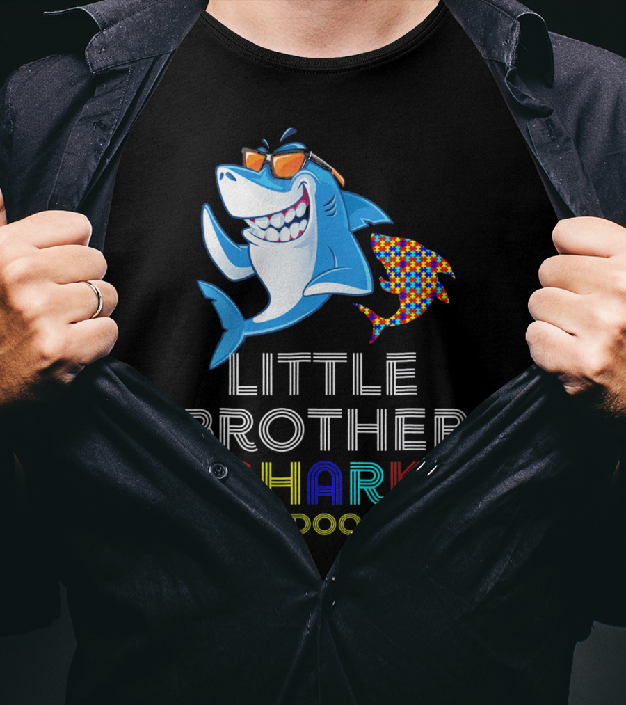 Little Brother Shark Autism Awareness Doo Doo Doo T-Shirt