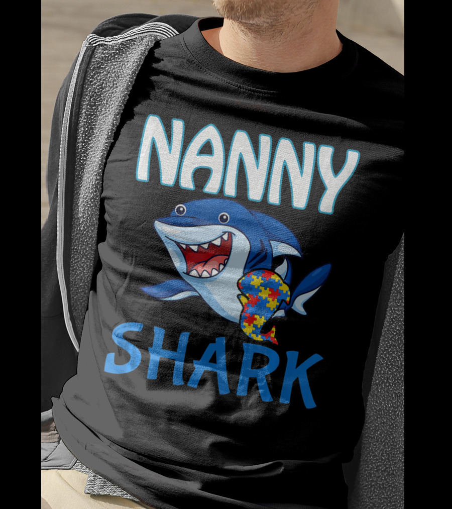Nanny Shark Autism Awareness Puzzle Piece T-Shirt
