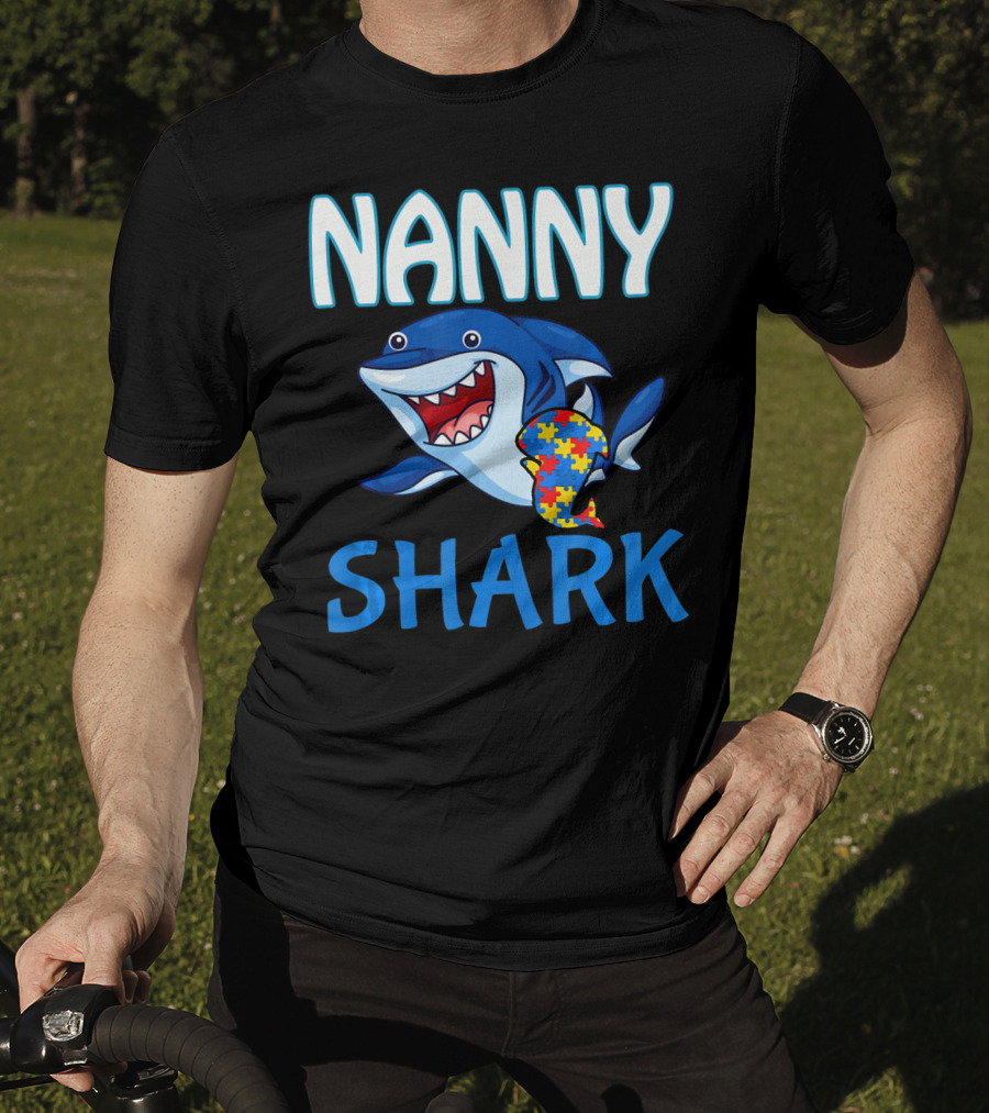 Nanny Shark Autism Awareness Puzzle Piece T-Shirt