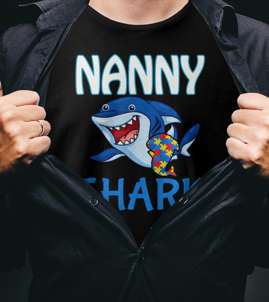 Nanny Shark Autism Awareness Puzzle Piece T-Shirt