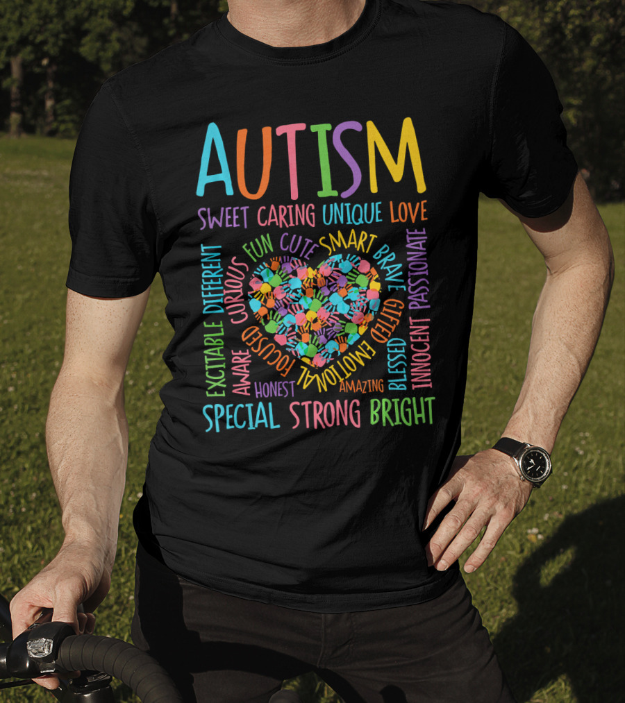 Autism Awareness Heart Puzzle Sweet Caring Unique Love Special Strong Bright T-Shirt