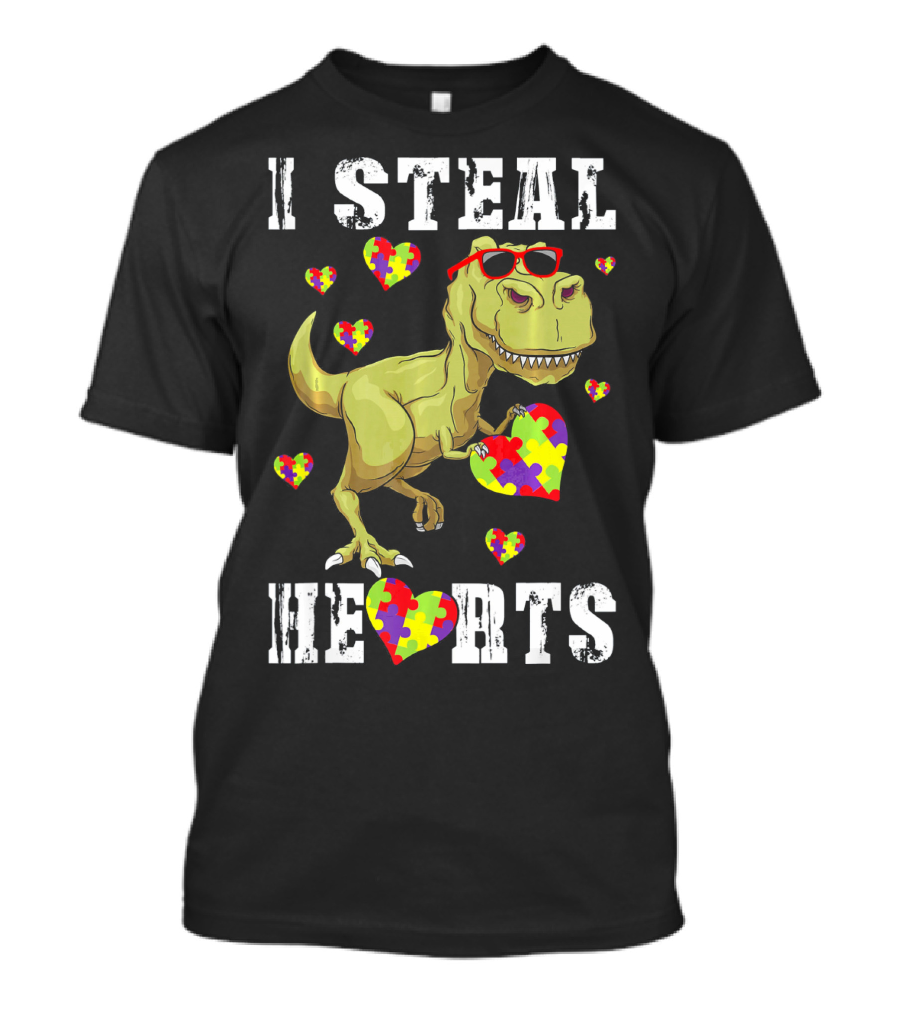 I Steal Hearts Dinosaur Autism Awareness Kids T-Shirt
