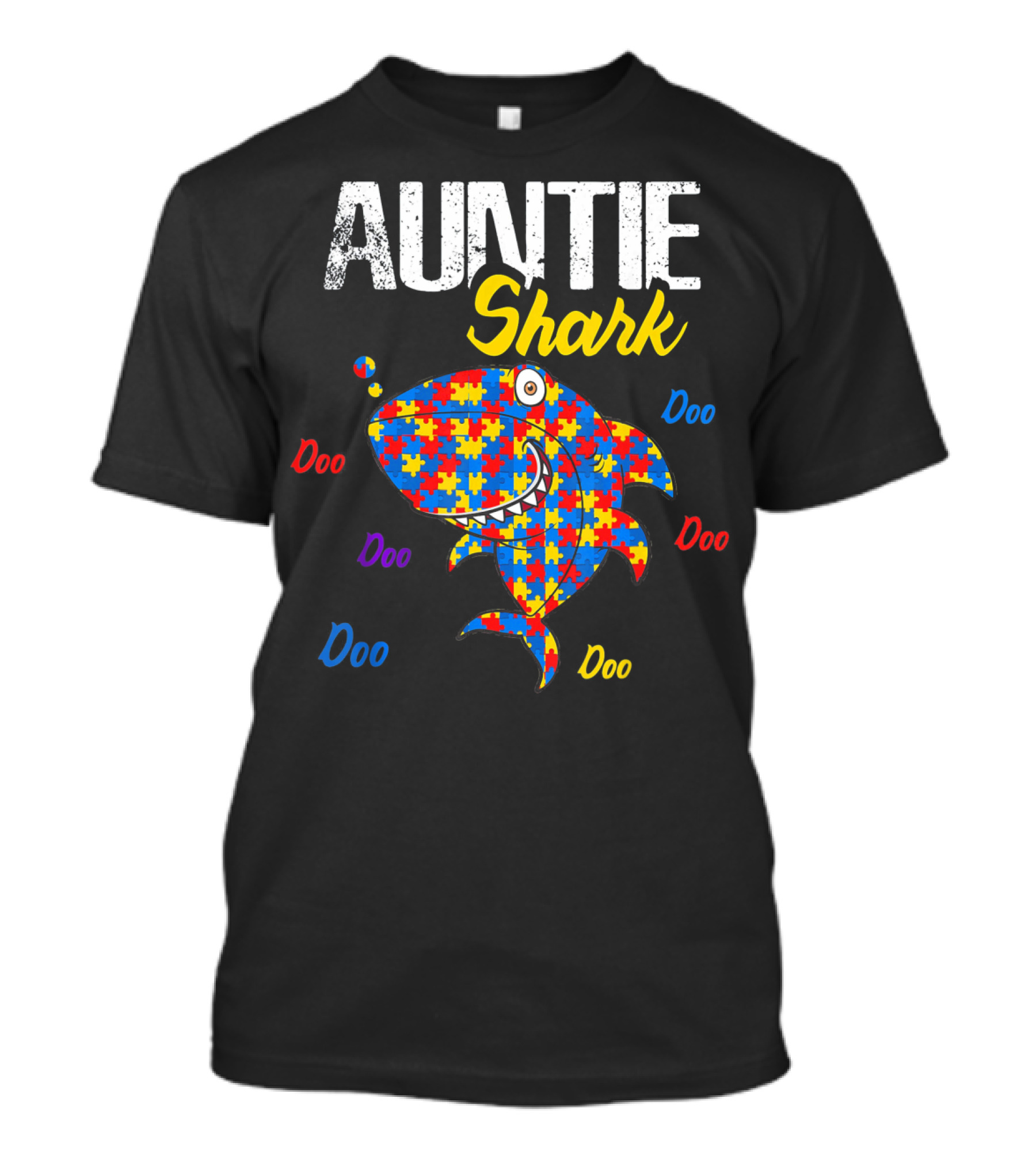 Auntie Shark Autism Awareness Doo Doo Puzzle T-Shirt