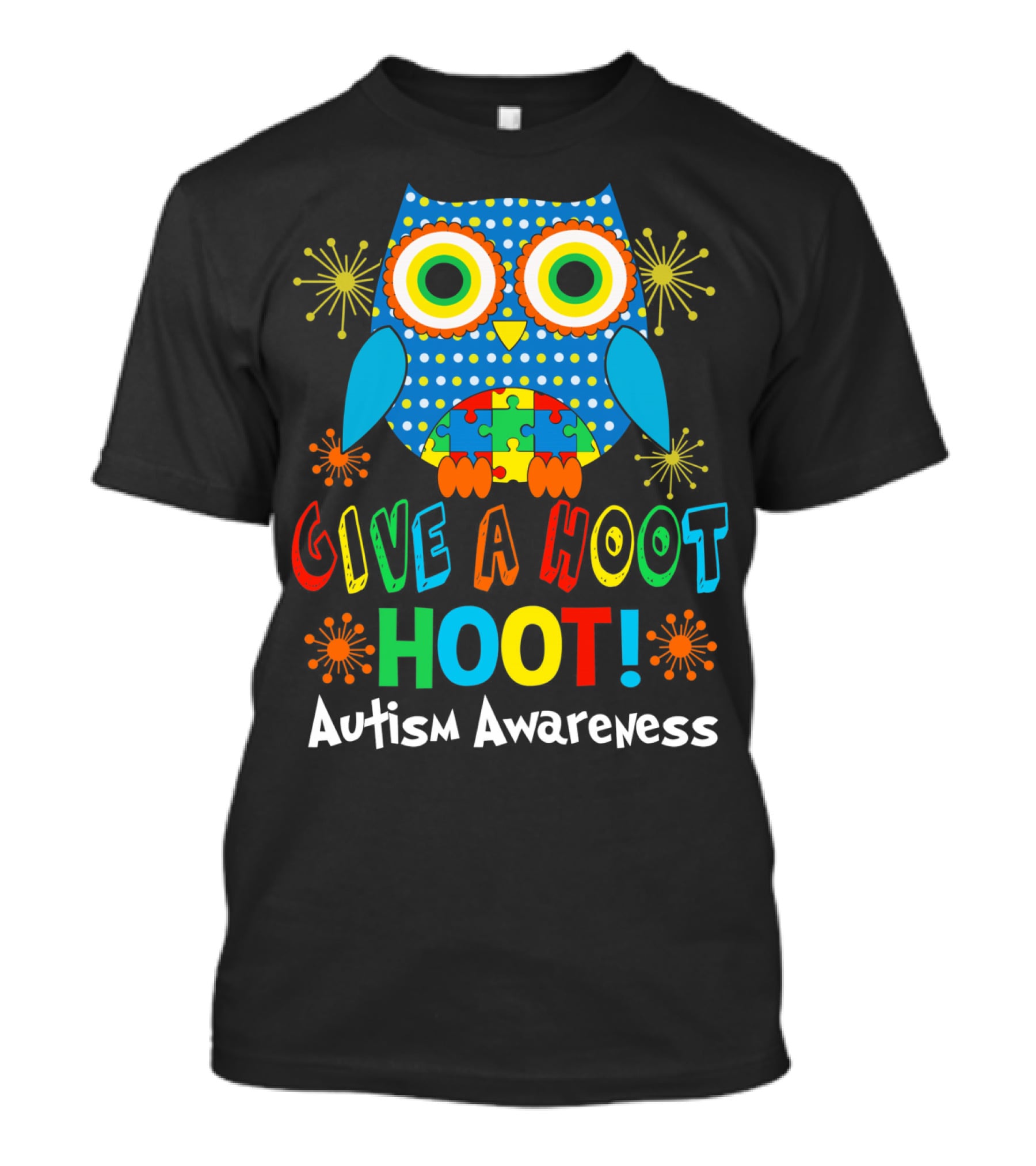 Give A Hoot Hoot Autism Awareness Owl Puzzle T-Shirt