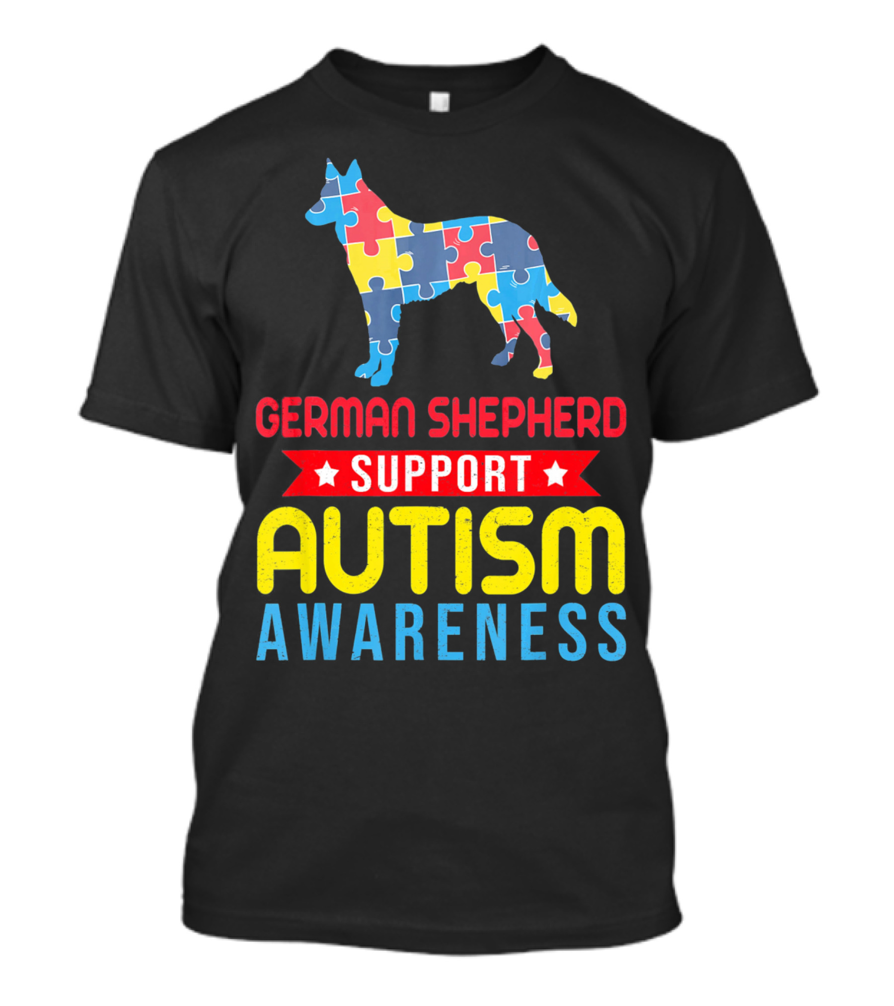 German Shepherd Puzzle Support Autism Awareness T-Shirt