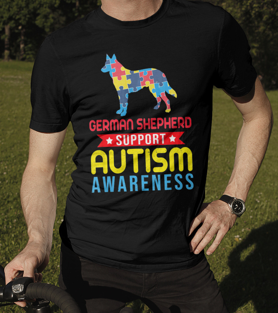 German Shepherd Puzzle Support Autism Awareness T-Shirt