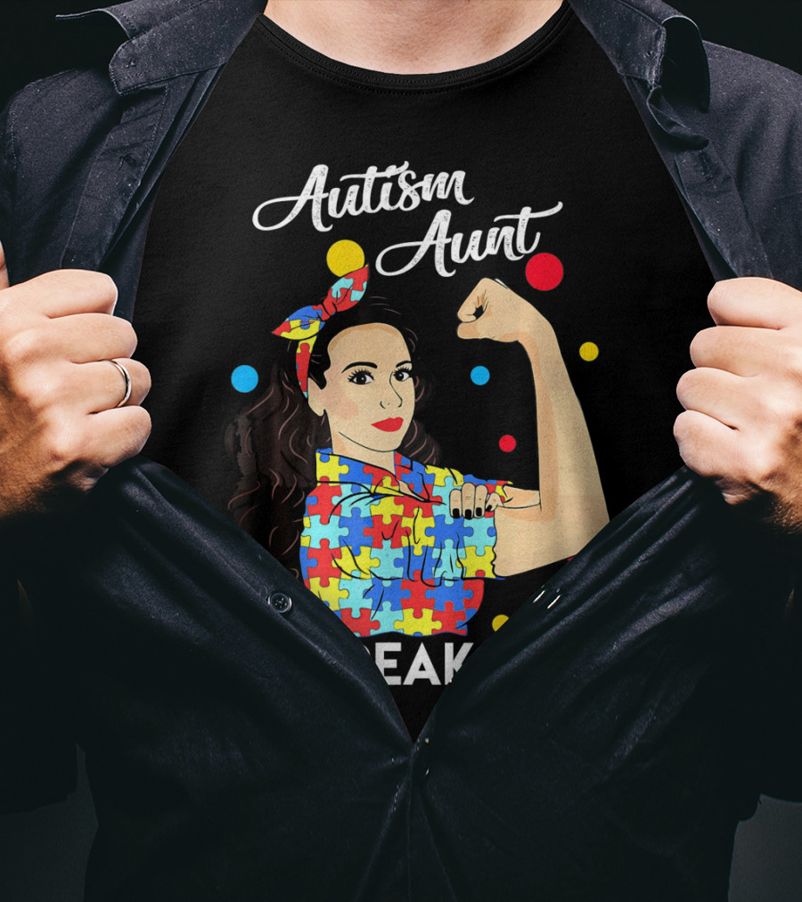 Autism Aunt Unbreakable Puzzle Pattern Awareness T-Shirt