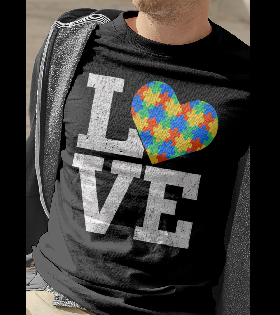 Love Someone With Autism Autism Awareness Puzzle Heart T-Shirt