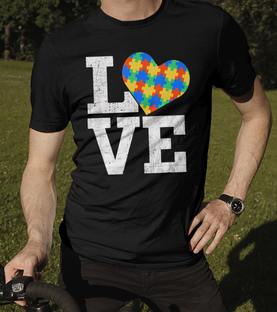 Love Someone With Autism Autism Awareness Puzzle Heart T-Shirt