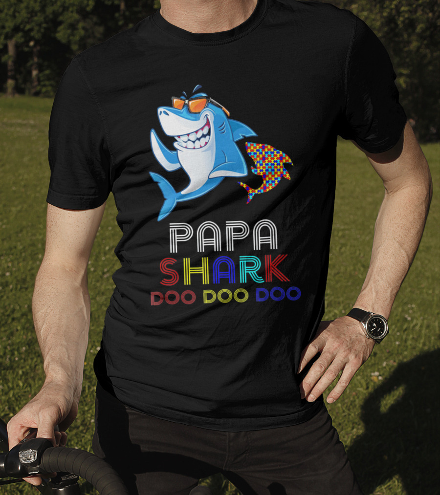 Papa Shark Doo Doo Doo Autism Awareness T-Shirt