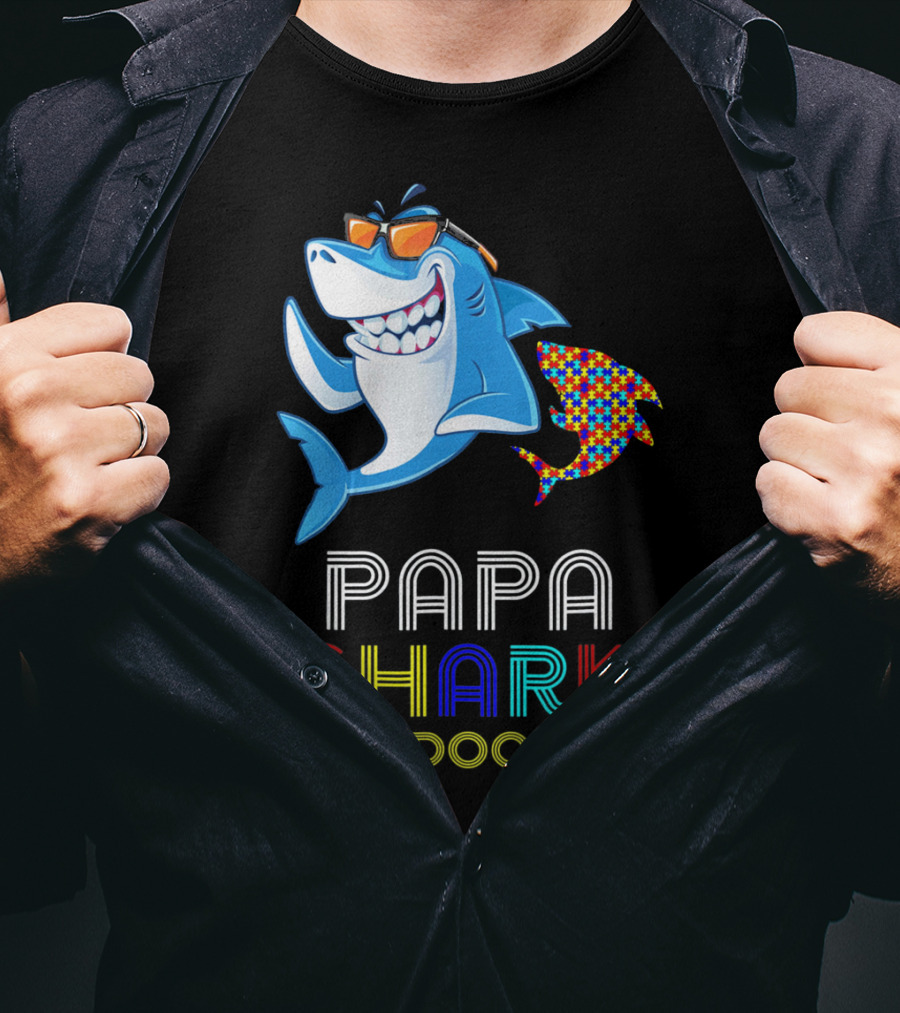 Papa Shark Doo Doo Doo Autism Awareness T-Shirt