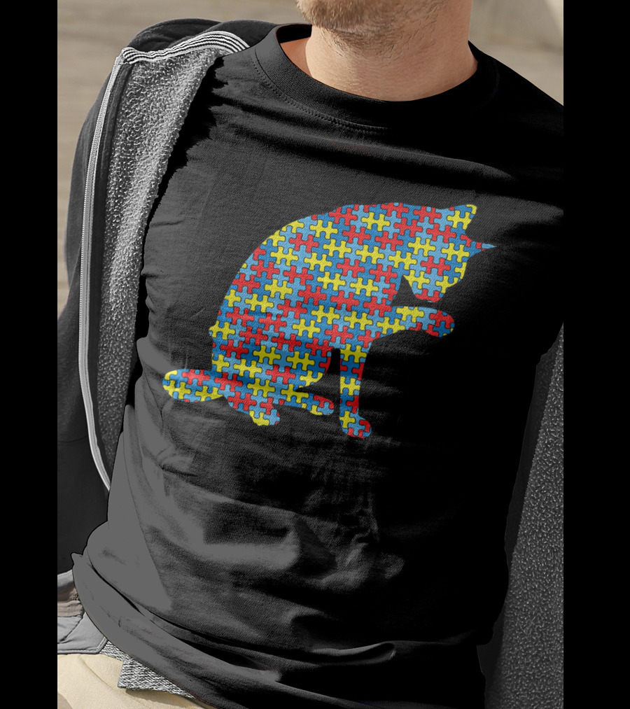 Abyssinian Autism Awareness Kitten Puzzle T-Shirt