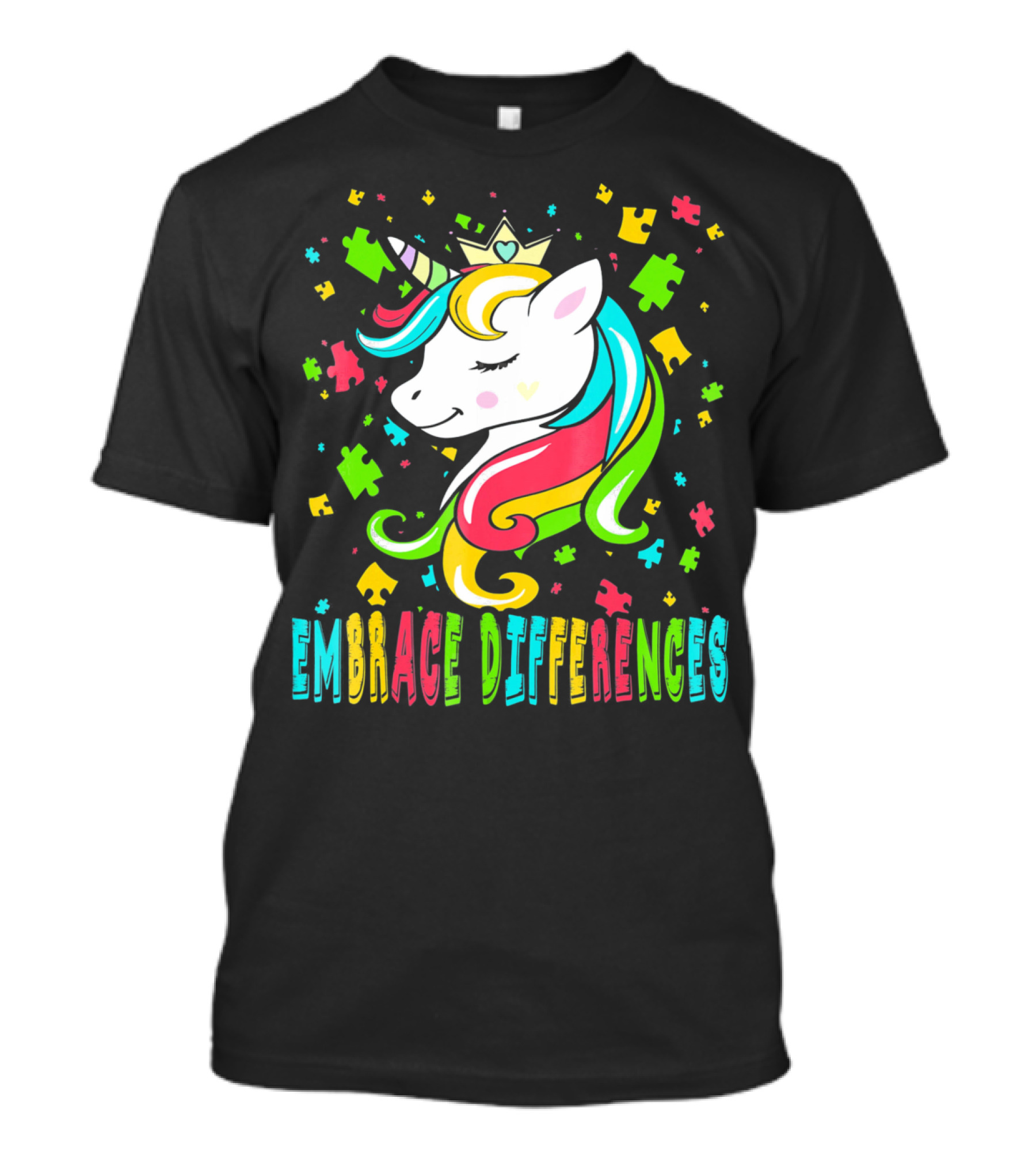 Embrace Differences Autism Awareness Unicorn T-Shirt
