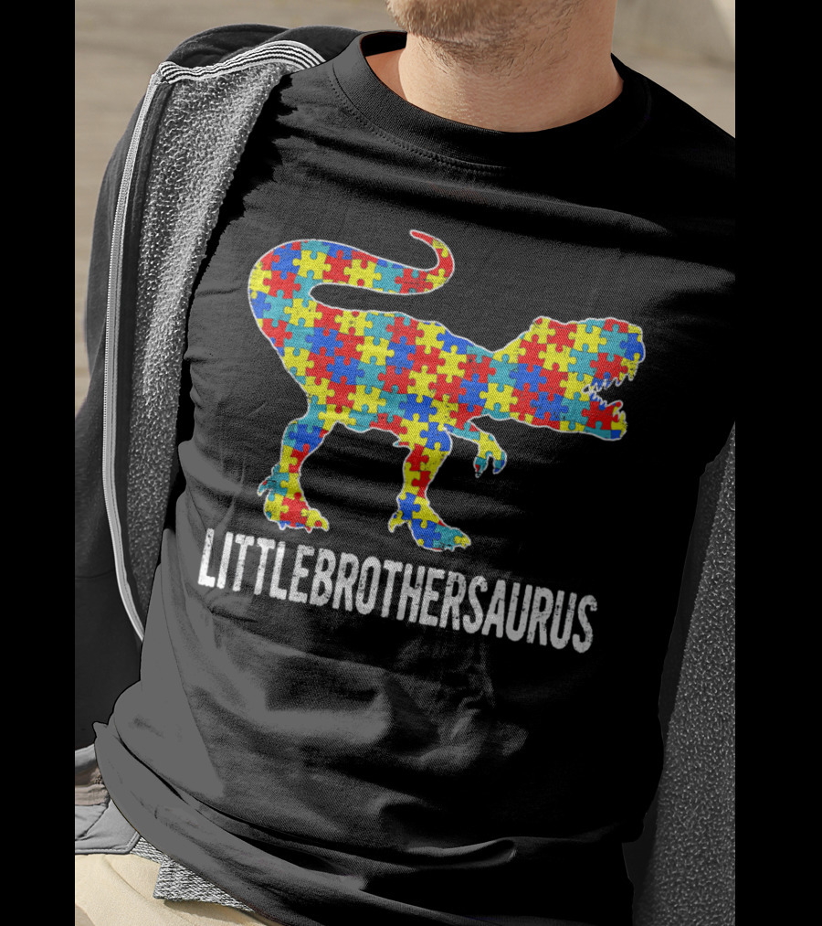 Strong Little Brothersaurus Dinosaur Puzzle T-Shirt