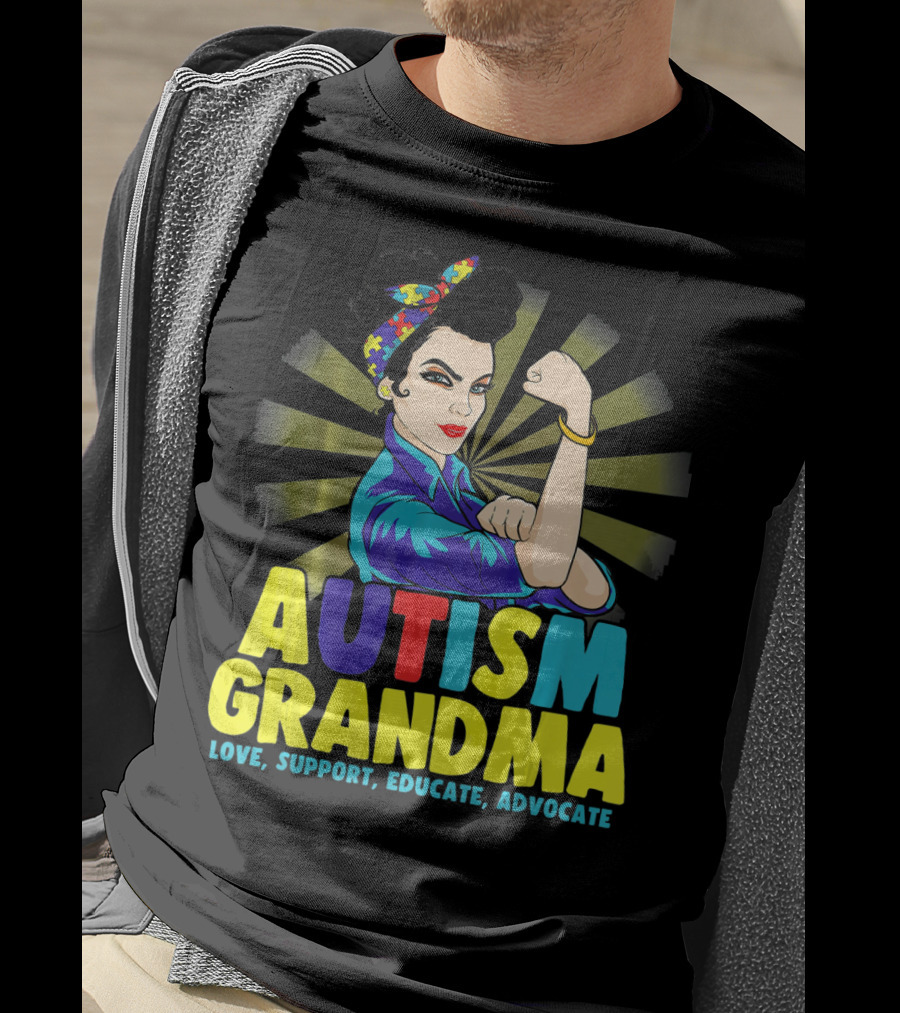 Autism Grandma Love Support Educate Advocate Retro Iconic T-Shirt